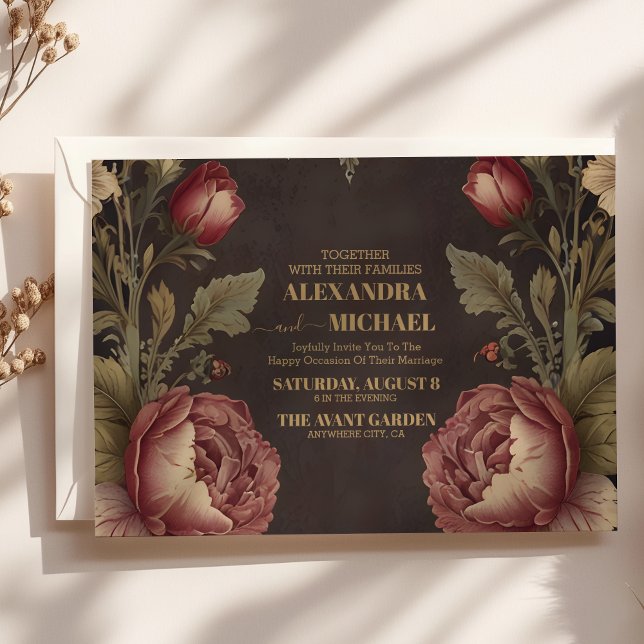 Invitación Gótico Floral Victoriano Boda (Subido por el creador)