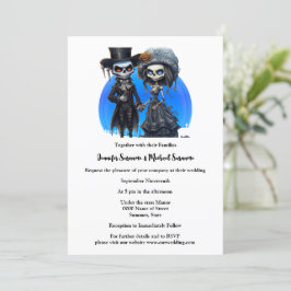 Invitación Gótico gótico azul cadáver de la novia novio día m
