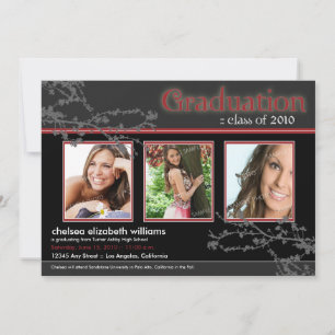 Invitación Gótico místico rojo Grad Invite (para fotos más la