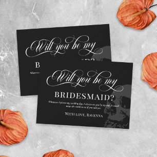 Invitación Gótico negro Boda de cráneo será mi dama de honor