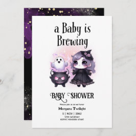 Invitación Gótico Niña está preparando Couldron Fantasma