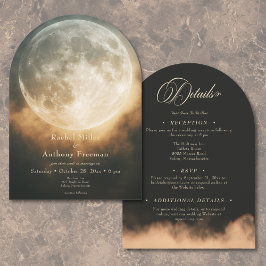 Invitación Gótico Oscuro Boda de arco lunar completo a dos la