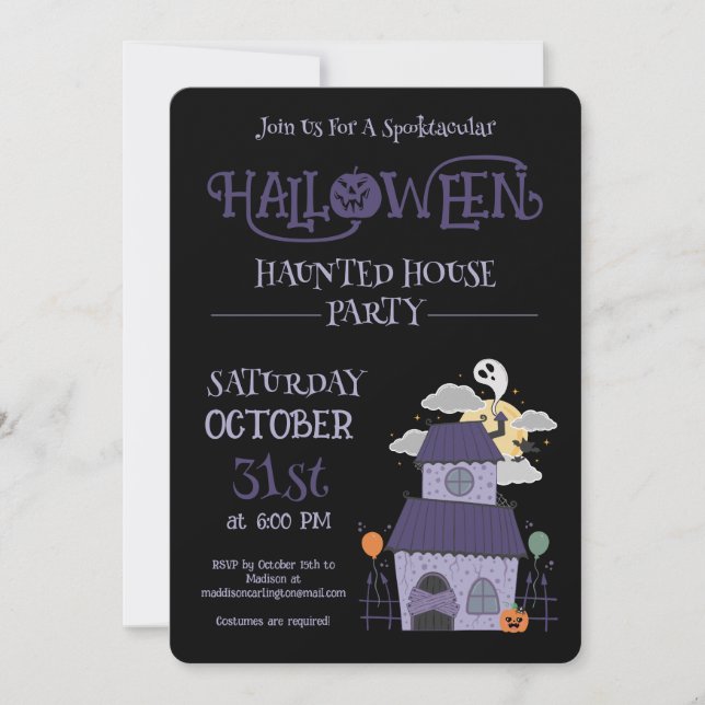 Invitación Gótico Pastel de Halloween obsesionado con Fiesta  (Anverso)