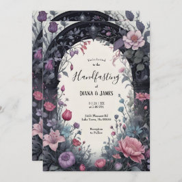 Invitación Gótico Pink Floral Garden Gate Pagan Handfasting