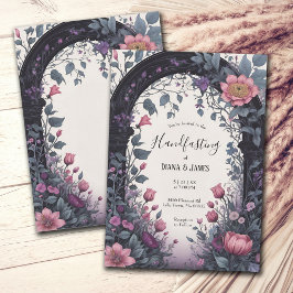 Invitación Gótico Pink Floral Garden Gate Pagan Handfasting