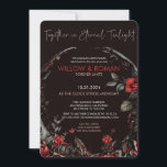 Invitación Gótico romántico Boda Rosa rojo y negro<br><div class="desc">Abran el encanto del gótico y la encantadora y eterna gozo emocional con nuestras invitaciones nupciales en blanco y negro "Juntos en el crepúsculo eterno". Estas encantadoras invitaciones están adornadas con una fascinante mezcla de rosas rojas y negras, que captan perfectamente la esencia de la estética romántica del gótico. Personalice...</div>