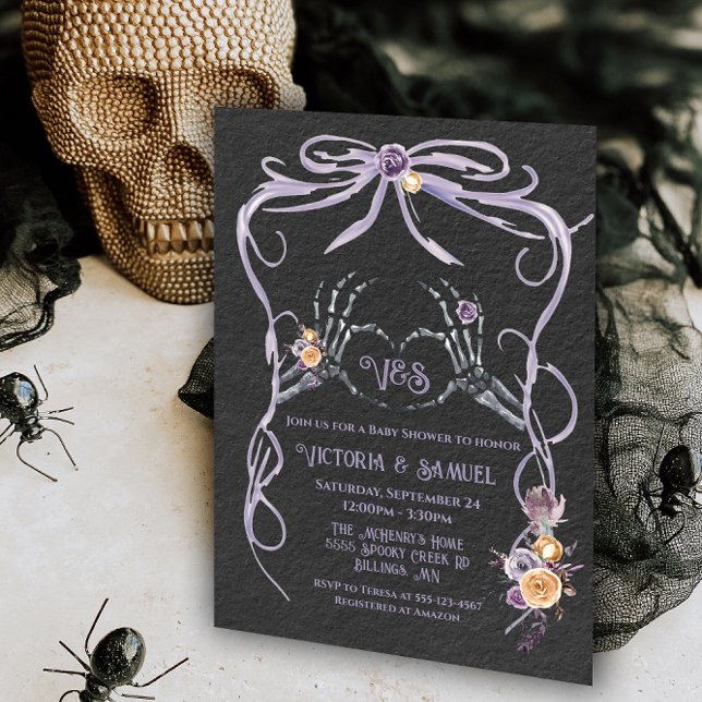 Invitación Gótico Skeleton arco del corazón acuarela ducha be (Subido por el creador)