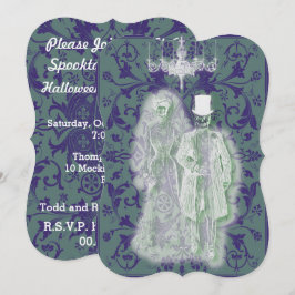 Invitación Gótico Skeleton Ghost Bride y Groom Pareja