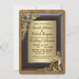 Invitación Gótico - Steampunk Boda En Oro