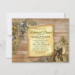 Invitación Gótico - Steampunk en cena de ensayo de madera