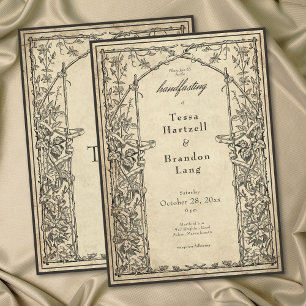 Invitación Gótico Vintage Medieval Vid Parchamento Handfastin