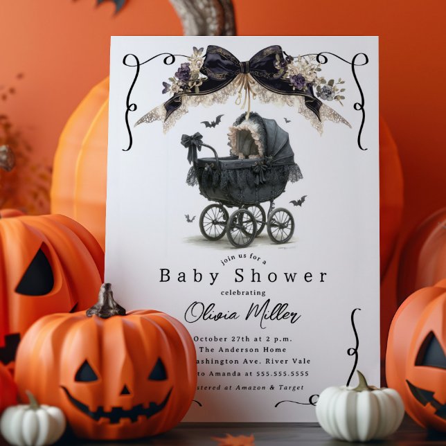 Invitación Gótico Vintage Pram Baby Shower (Subido por el creador)
