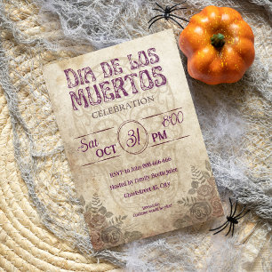 Invitación Gótico vintage púrpura dia de los muertos fiesta
