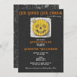 Invitación Gourck Luck Charm Halloween Pumpkin Baby Shower
