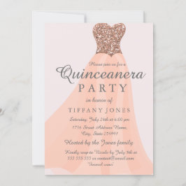 Invitación Gown Quinceanera, Purpurina de esparkling
