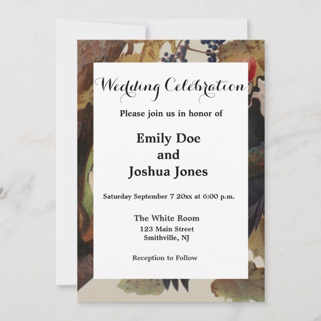 Invitación Grabado de ave Carpintero Pileado de John James Au (Anverso)