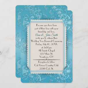 Invitación Grabado en relieve turquesa Vow Boda de renovación