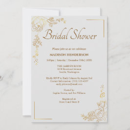 Invitación Grabando Boda floral dorada ducha de novia