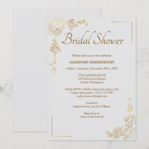 Invitación Grabando Boda floral dorada ducha de novia