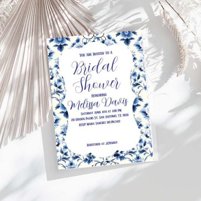 Invitación Grace Chinoiserie Bridal Shower Invitation (Personalize this beautiful Grace Chinoiserie bridal shower invitation. )