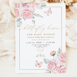 Invitación GRACE Rubor Floral Butterfly besa Baby Shower