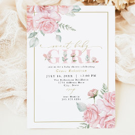 Invitación GRACE Rubor Floral Sweet Baby Girl Baby Shower