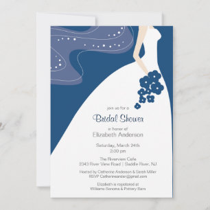 Invitación Graceful Blue Bride Bridal Shower
