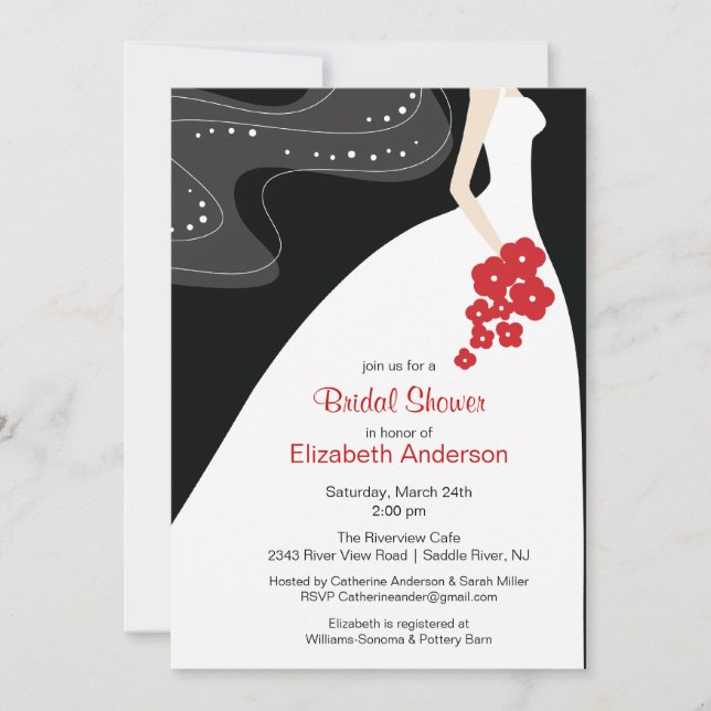 Invitación Graceful Bride Bridal Shower (Anverso)