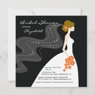 Invitación Graceful Bride Bridal Shower Coral