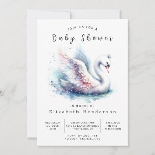 Invitación Graceful Digital Swan Baby Shower