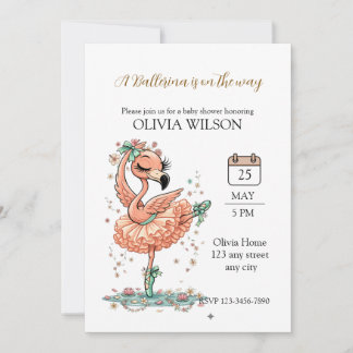 Invitación Graceful Flamingo Ballerina in Bloom