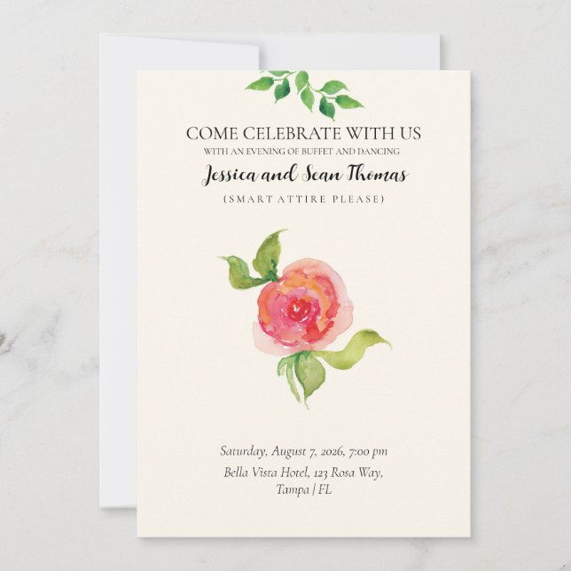 Invitación Graceful Floral Wedding (Anverso)