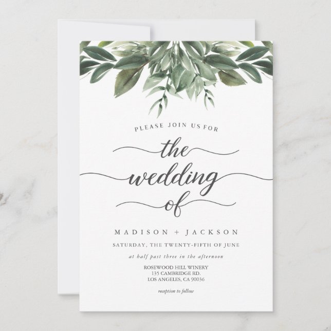 Invitación Graceful Greenery Wedding (Anverso)