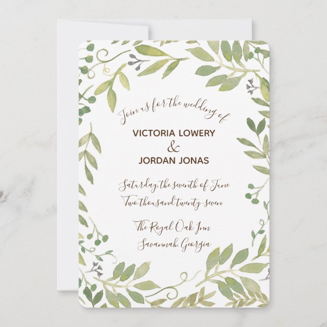 Invitación Graceful Greenery Wedting (Anverso)