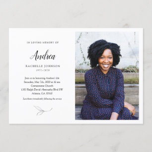 Invitación Graceful Leaves Memorial con foto