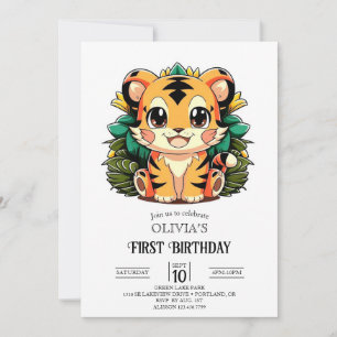 Invitación Graceful Magical Tiger 1er cumpleaños digital