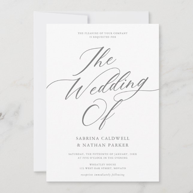 Invitación Graceful Modern Script Boda (Anverso)