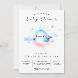 Invitación Graceful Online Whale Baby Shower