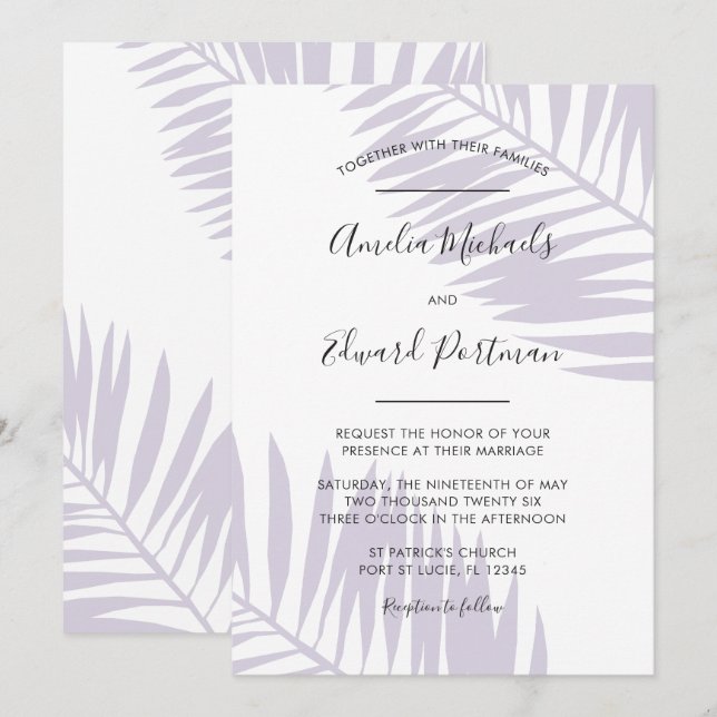Invitación Graceful Palms Wedting (Anverso / Reverso)