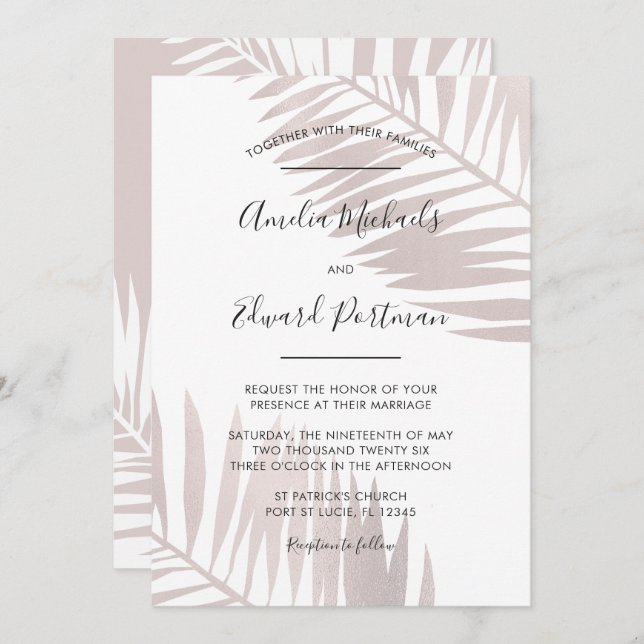 Invitación Graceful Palms Wedting (Anverso / Reverso)