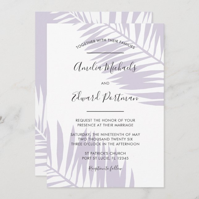 Invitación Graceful Palms Wedting (Anverso / Reverso)