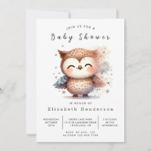 Invitación Graceful Personalizado Owl Baby Shower
