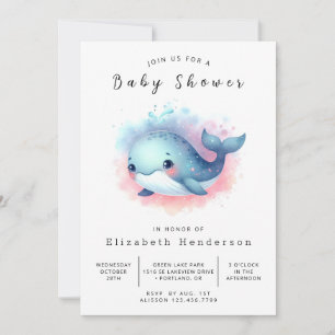 Invitación Graceful Personalizado Whale Baby Shower
