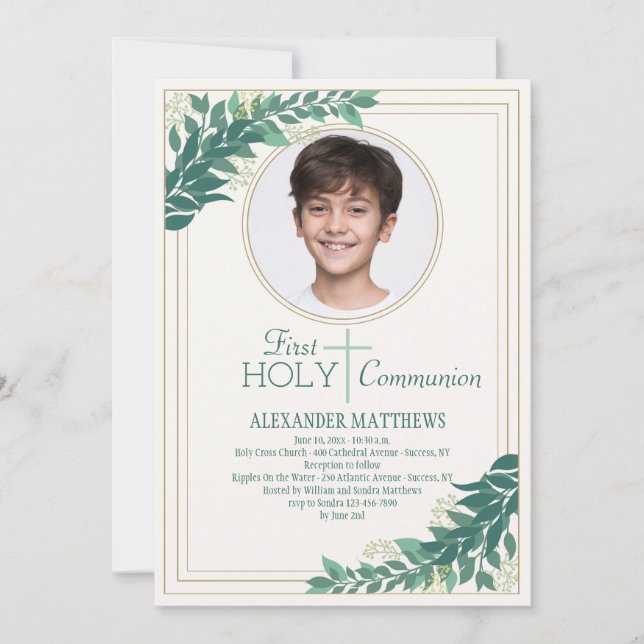 Invitación Graceful Photo Religious (Anverso)