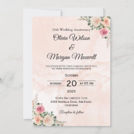 Invitación Graceful Pink Cream Floral Wedding Anniversary 