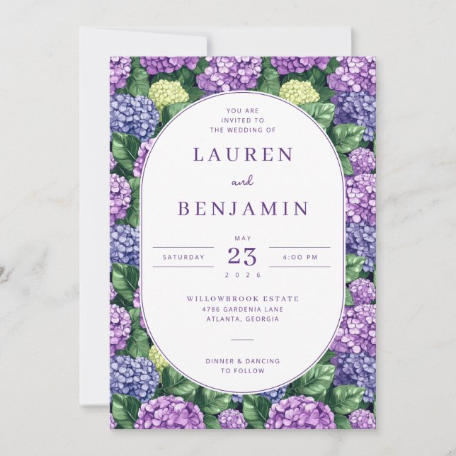 Invitación Graceful Purple Floral Invitation (Anverso)