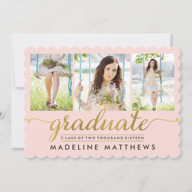 Invitación Graceful Script Editable Color Graduación Invitaci (Anverso)