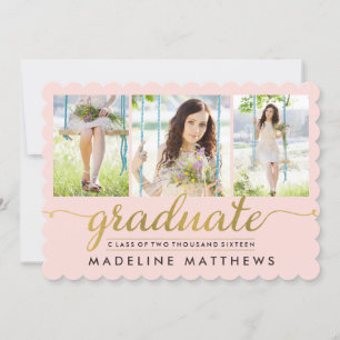 Invitación Graceful Script Editable Color Graduación Invitaci
