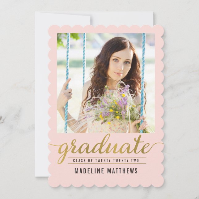 Invitación Graceful Script EDITABLE COLOR Graduation Card (Anverso)
