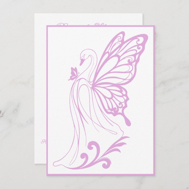 Invitación Graceful swan with butterfly wings (Anverso / Reverso)